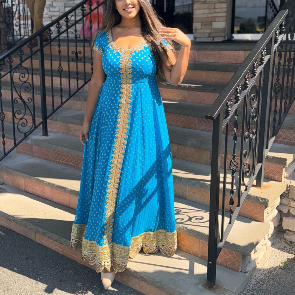 Gorgeous blue anarkali gown